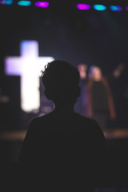 silhouette of a boy child at church 