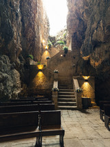 Ancient Catholic church located in a natural cave