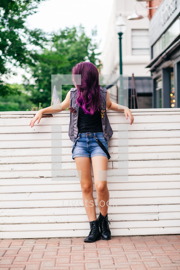 teen girl with purple hair 