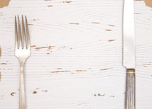 fork and knife on white 