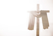 shroud over a wooden cross