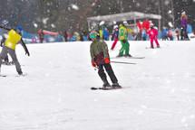 busy ski slopes 