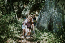 girls hiking on a path 