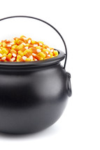 candy corn in a cauldron 