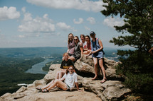 teen girls on a mountaintop 