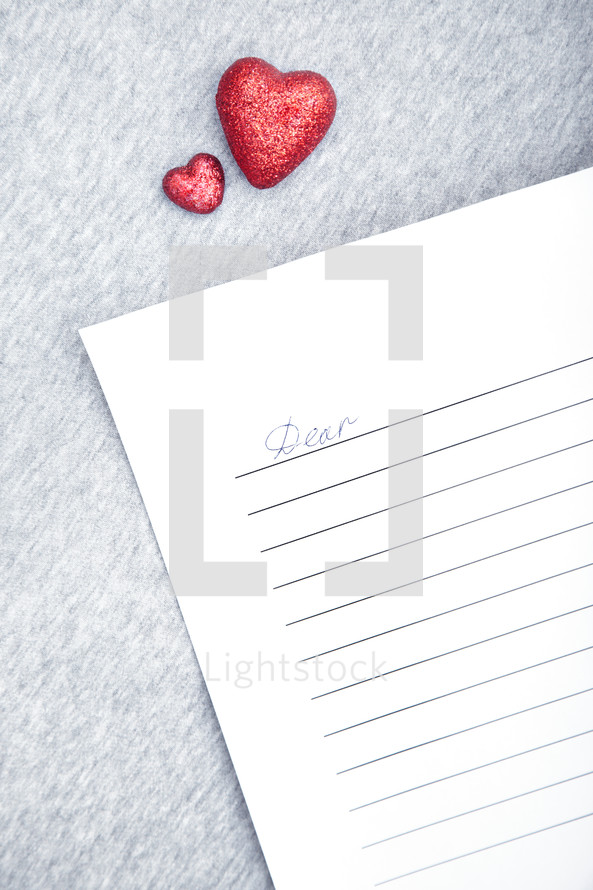 red hearts and dear letter 