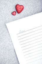 red hearts and dear letter 