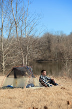 man camping 