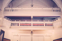 white balcony in a church 