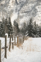 fence in a winter scene 