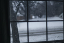view of snow through a window 