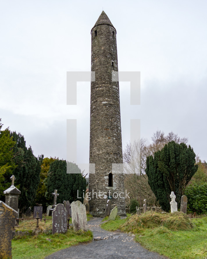 The Round Tower at Glendalough Monastic Site