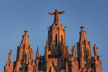 The Sacred Heart cathedral sits atop of Tibidabo above Barcelona