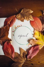 word April with fall leaves 
