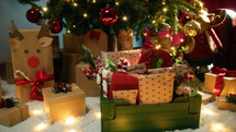 Christmas decoration and objects creating a festive background