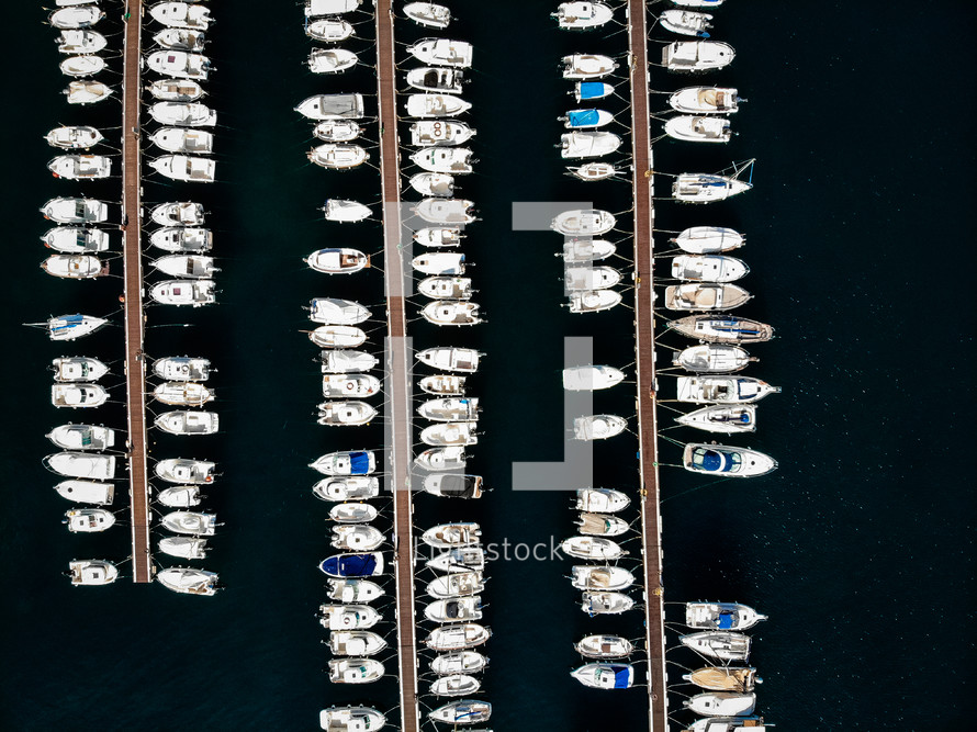 aerial view over a Marina in Spain 