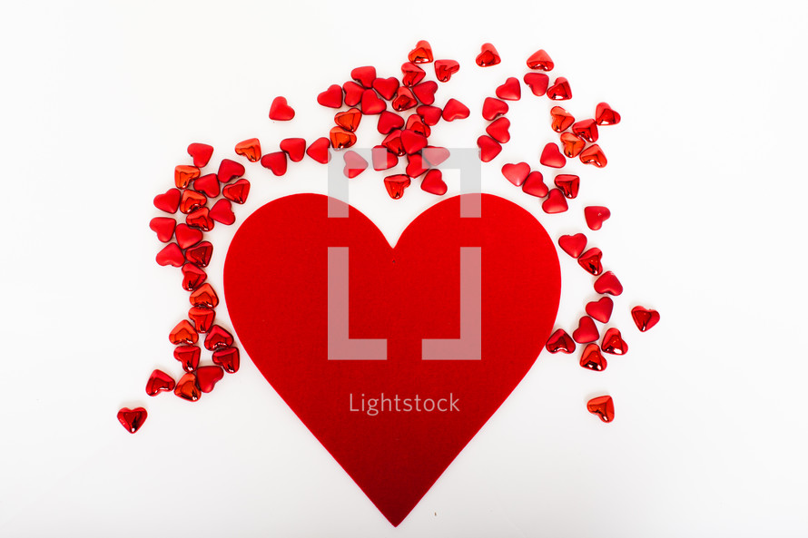 red hearts on a white background 