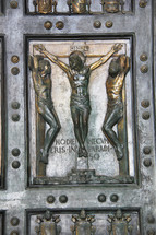 Crucification panel from 'The Life of Christ' bronze door, Porta Santa, St. Peter's Cathedral 