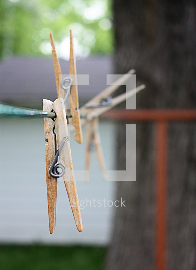 clothes pins on the line 