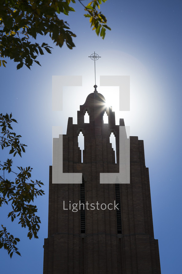 sunlight on a church steeple 