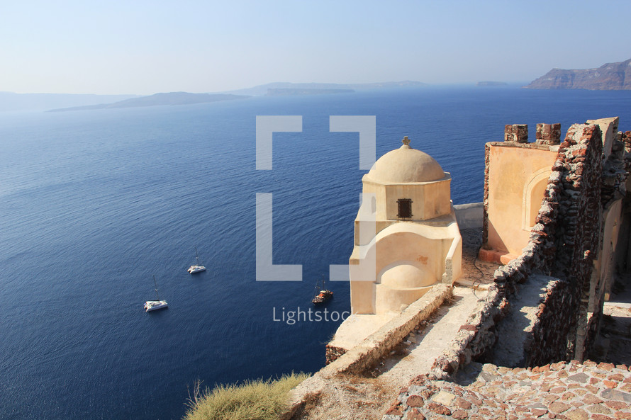 Historic  monument overlooking Mediterranean Ocean