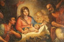 Painting of the nativity scene.