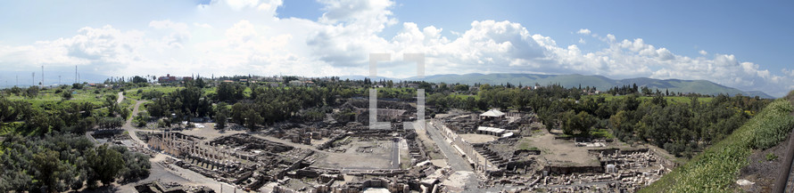 Panoramic of the ruins in Beth Shean Israel