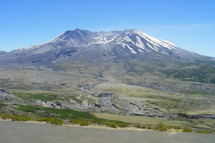 Lava flow infront of Mt. St Helens Volcano Crater