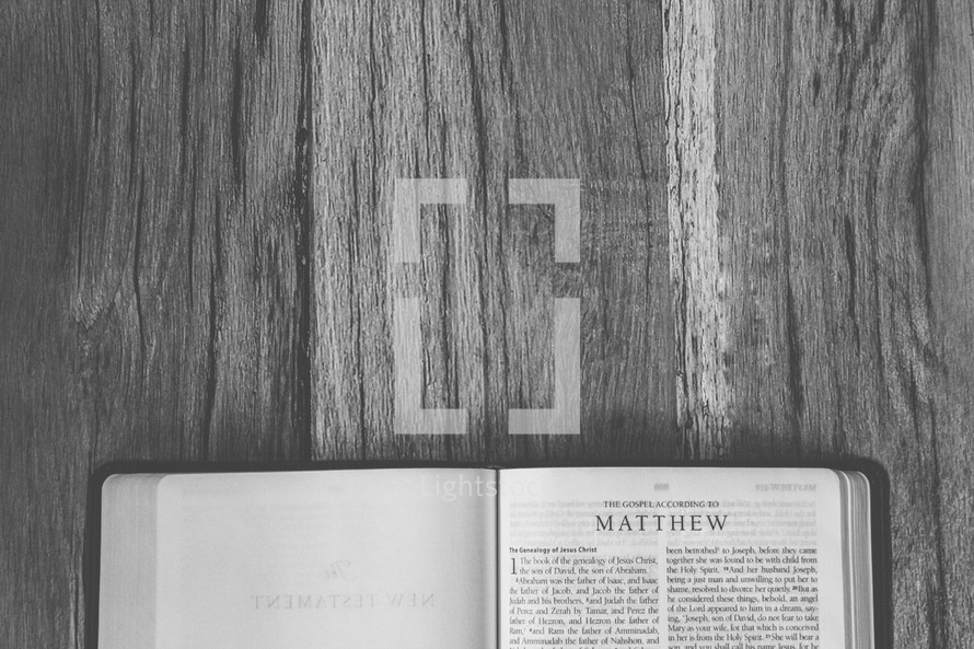 Bible opened to Matthew 