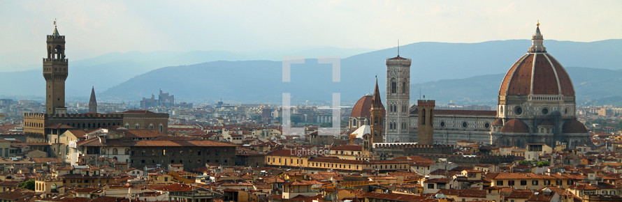 Duomo cathedral in Florence Italy and Florence skyline