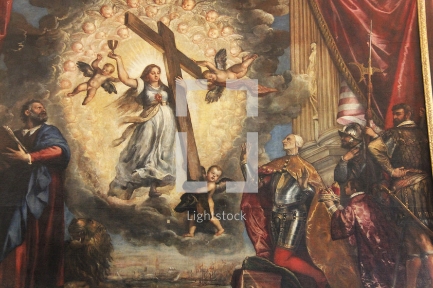 Painting of the empty cross glorified.