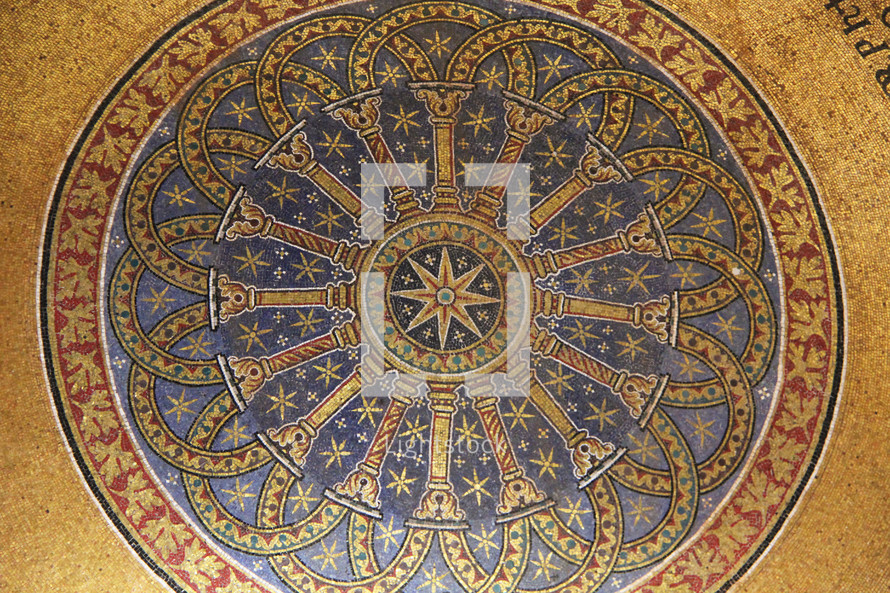 Golden ceiling mosaic St Mark's Basilica.