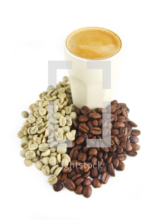 coffee beans and cup 