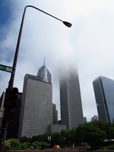 Chicago skyscrapers in the fog.
