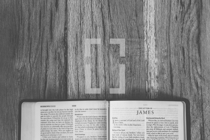 Bible opened to James 