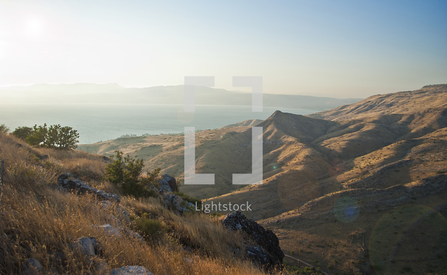 Mountains in Israel overlooking the sea of Galilee
