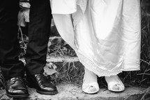 feet of the bride and groom 