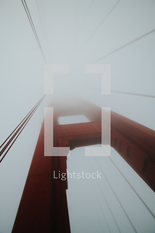 San Francisco Golden Gate bridge in sunlight and fog 
