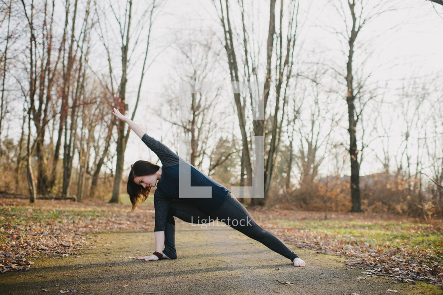 a woman doing yoga 