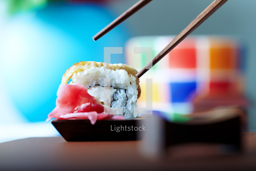 eating sushi 