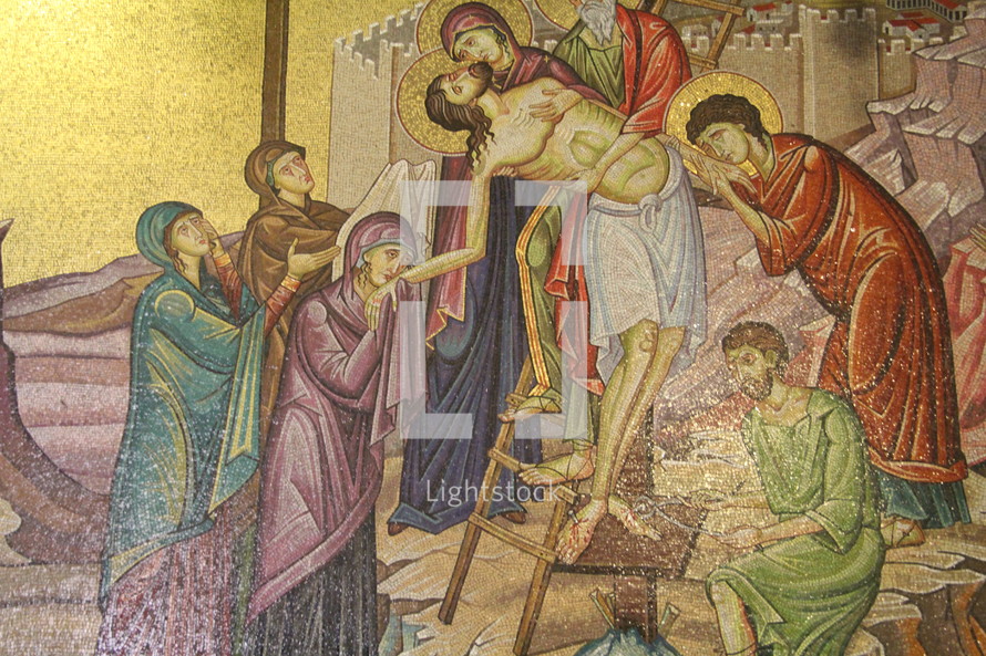 mosaic artwork of the death of Jesus 