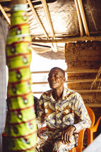 Christian African man in a small village church in the Ivory Coast in west Africa