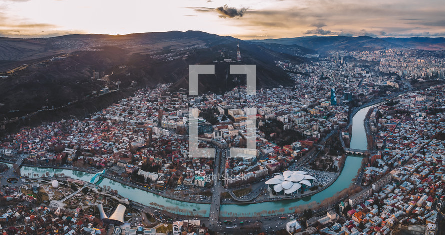 Aerial panorama of Tbilisi