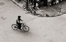 man riding a bicycle in China 