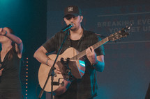 musician playing during a worship service 