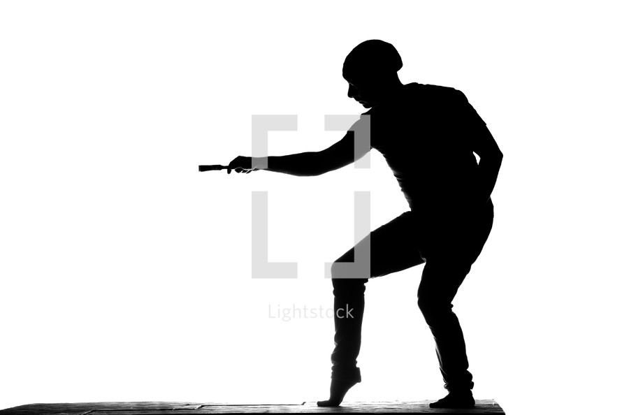 silhouette of an actor on stage 
