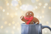 Gingerbread man cookie in a mug 