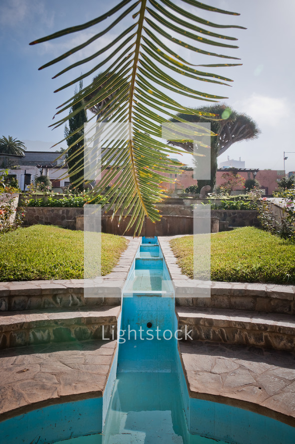dry blue fountain in Tenerife, Spain