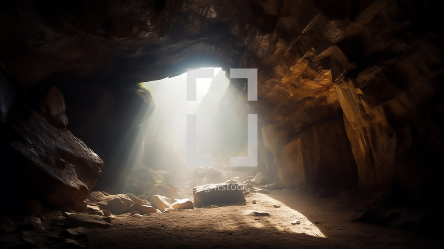 Empty Cave with Sunlight