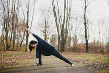 a woman doing yoga 